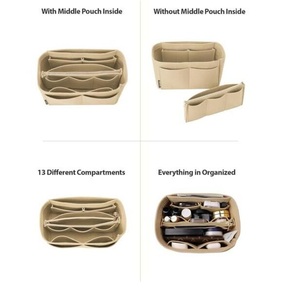 OMYSTYLE Felt Purse Organizer Insert Tote Bag Divider Fits Neverfull Speedy - Picture 4 of 7